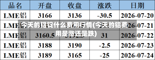 今天的铝锭什么费用行情(今天的铝费用是涨还是跌)