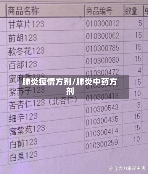 肺炎疫情方剂/肺炎中药方剂