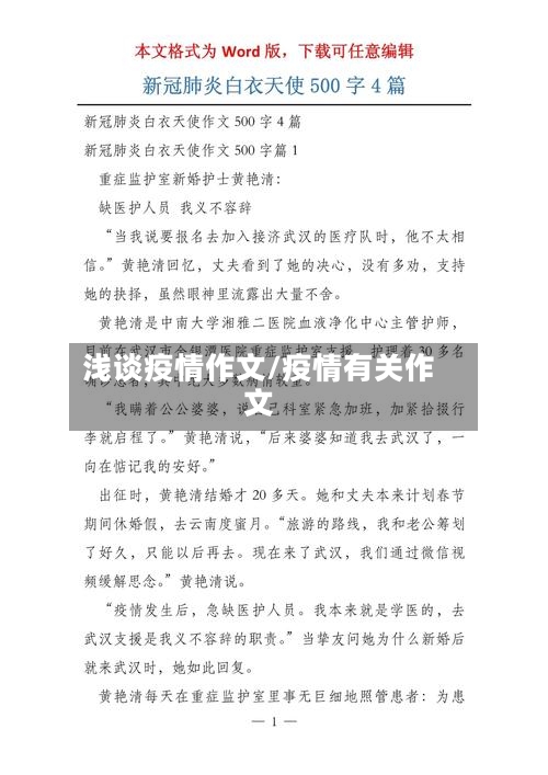 浅谈疫情作文/疫情有关作文-第3张图片