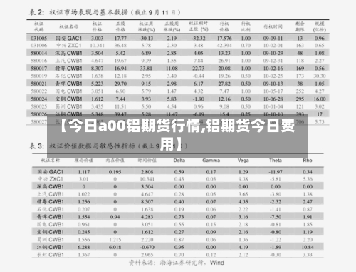 【今日a00铝期货行情,铝期货今日费用】