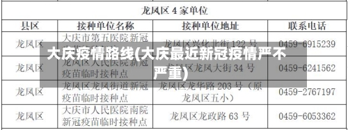 大庆疫情路线(大庆最近新冠疫情严不严重)