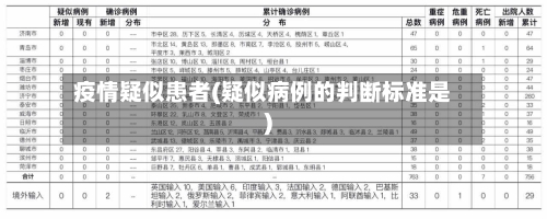疫情疑似患者(疑似病例的判断标准是)