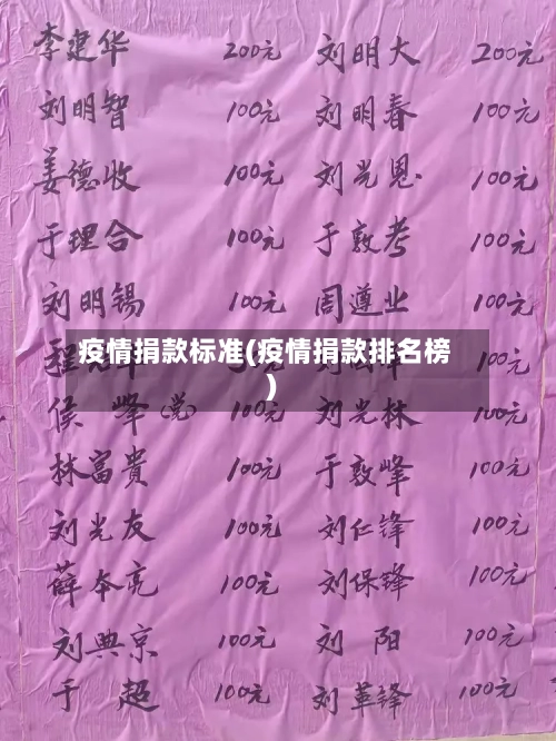 疫情捐款标准(疫情捐款排名榜)