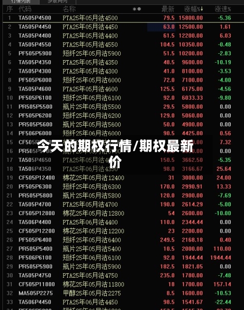 今天的期权行情/期权最新价