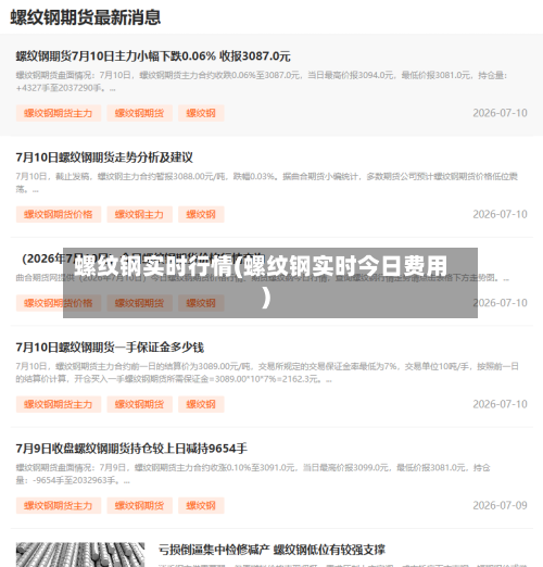 螺纹钢实时行情(螺纹钢实时今日费用)