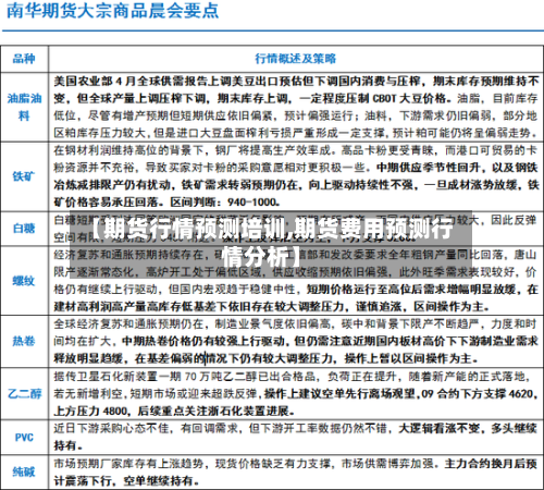 【期货行情预测培训,期货费用预测行情分析】-第2张图片