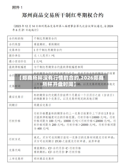 【郑商所杯没有行情的合约,2026郑商所杯开盘时间】-第2张图片