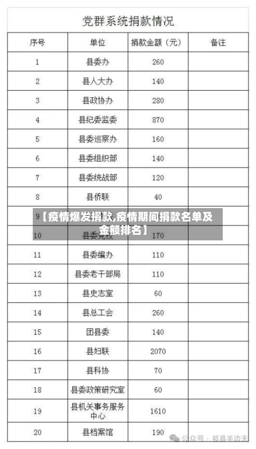 【疫情爆发捐款,疫情期间捐款名单及金额排名】-第2张图片