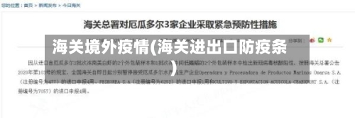海关境外疫情(海关进出口防疫条)-第3张图片