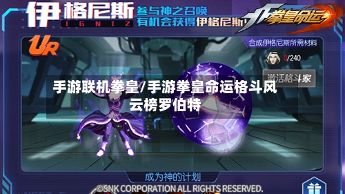 手游联机拳皇/手游拳皇命运格斗风云榜罗伯特