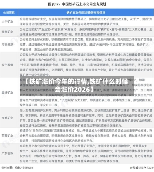 【铁矿涨价今年的行情,铁矿什么时候会涨价2026】-第3张图片