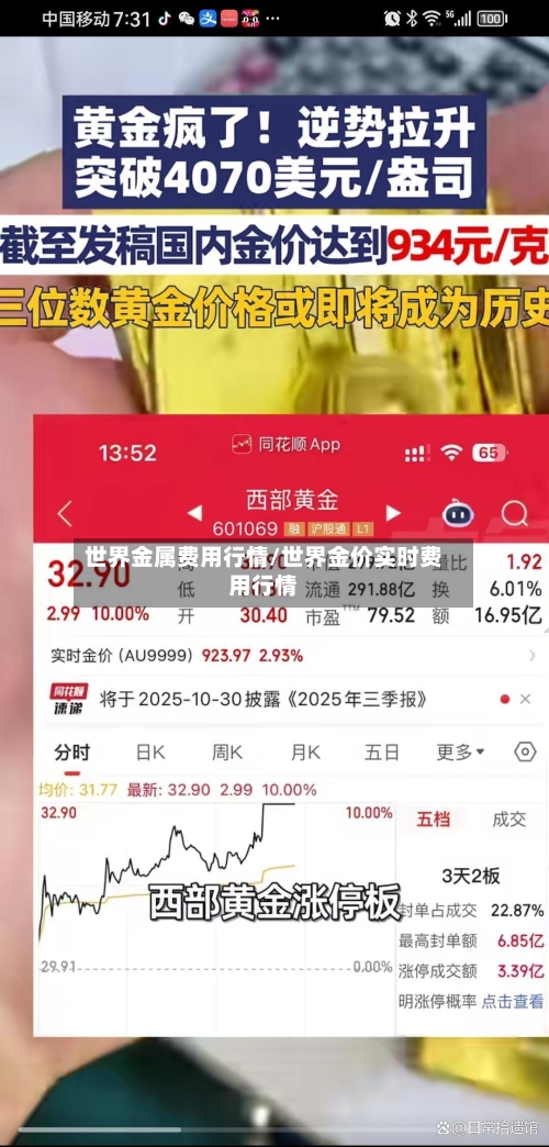 世界金属费用行情/世界金价实时费用行情