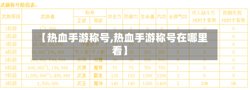 【热血手游称号,热血手游称号在哪里看】