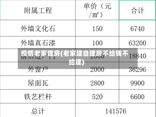 疫情老家建房(老家建自建房不给钱不给建)
