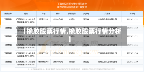 【橡胶股票行情,橡胶股票行情分析】-第2张图片