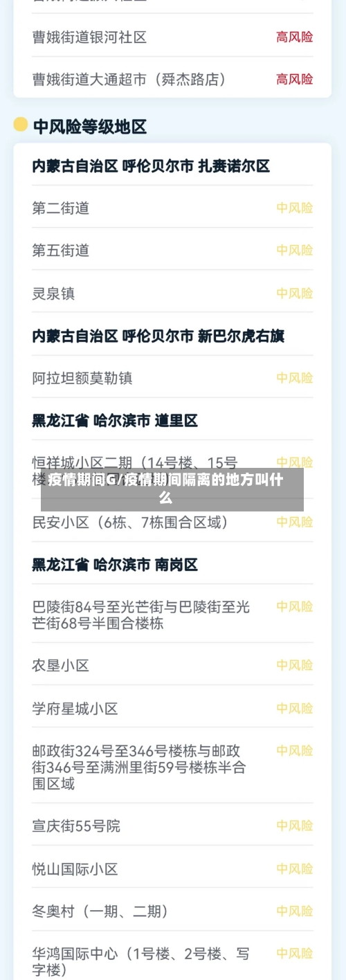 疫情期间G/疫情期间隔离的地方叫什么