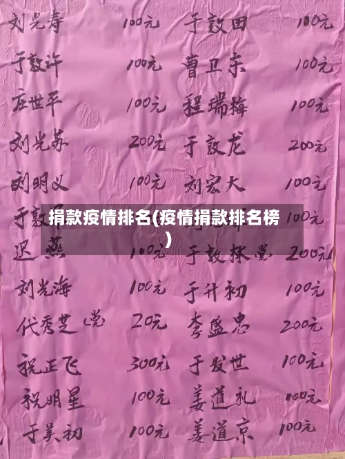 捐款疫情排名(疫情捐款排名榜)